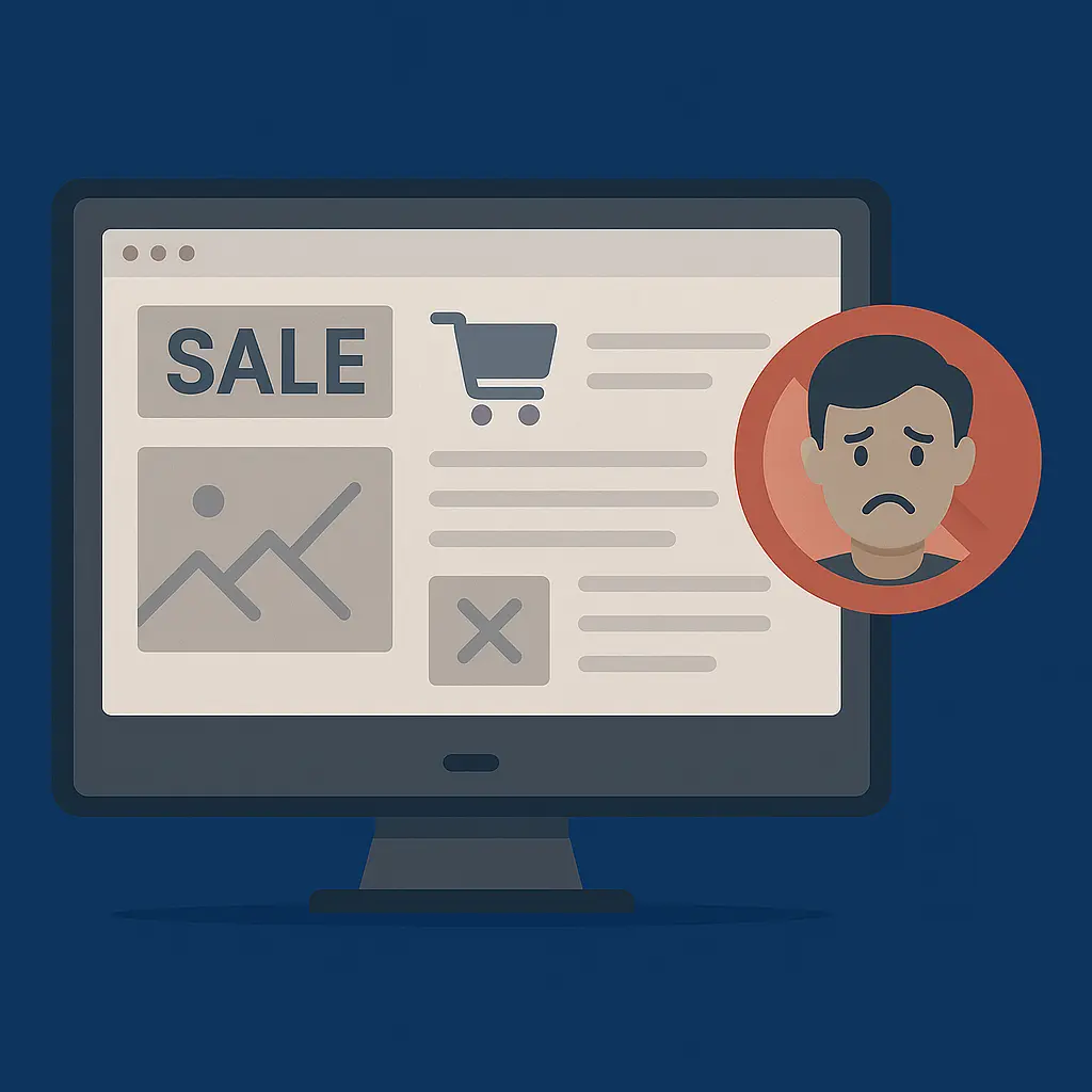 Example of an outdated website turning away customers